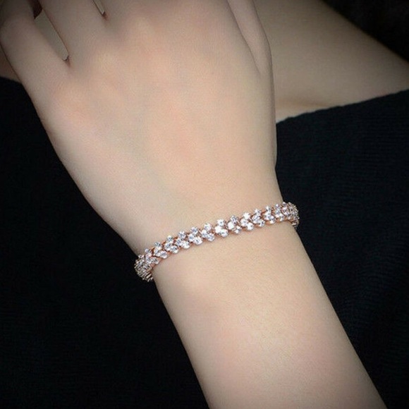 Rose Gold Tennis Bracelet White Topaz Stone - Picture 5 of 5